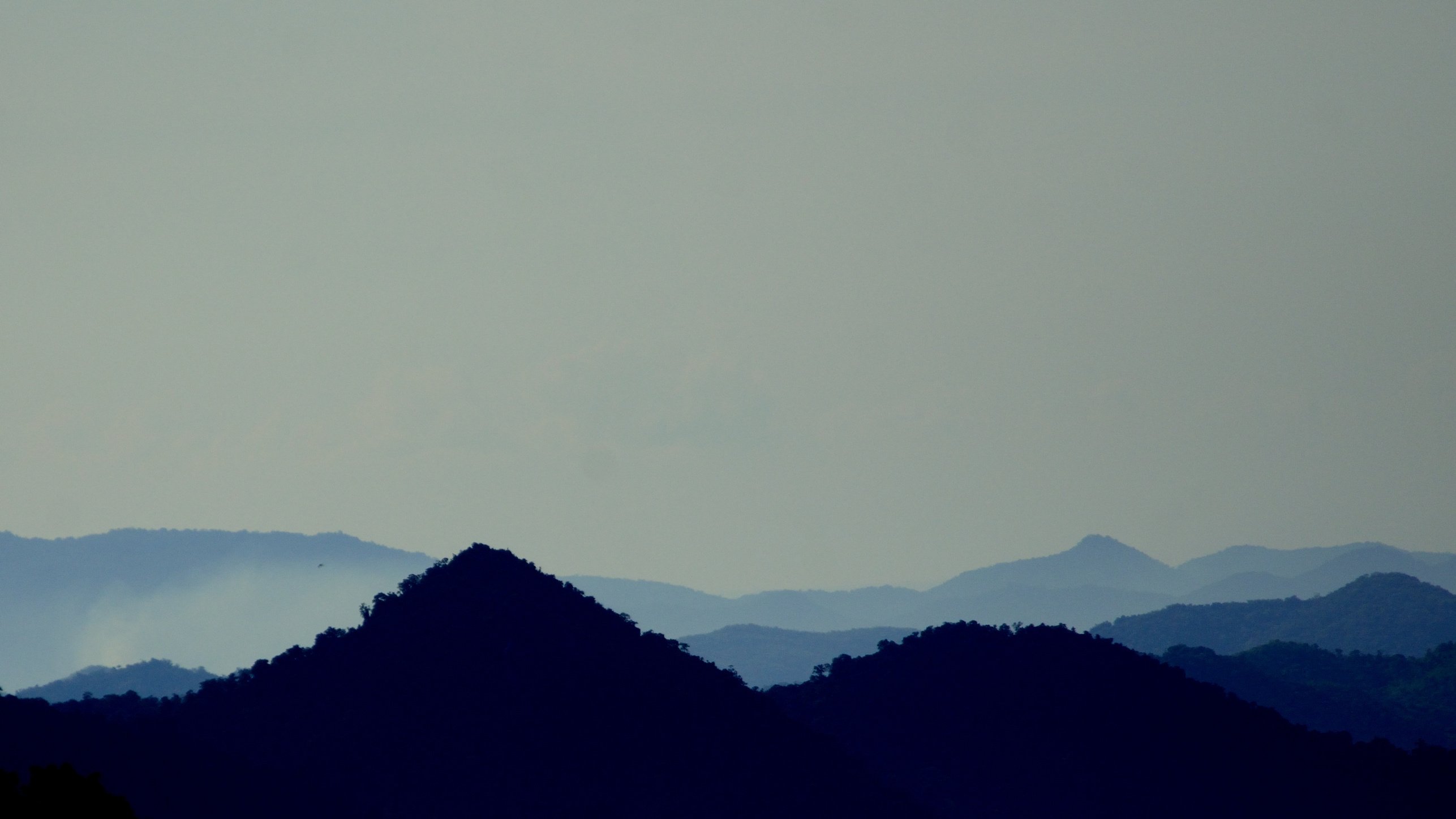 tropical blue mountain peak landscape with empty space